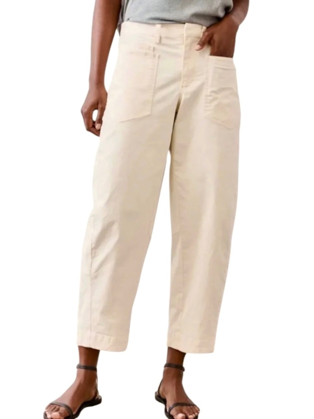 RUTI Slouchy Twill Barrel Pants in Ecru - 14